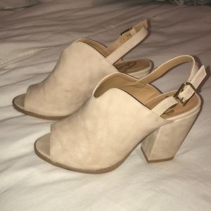 Qupid Block Heels with Peep Toe